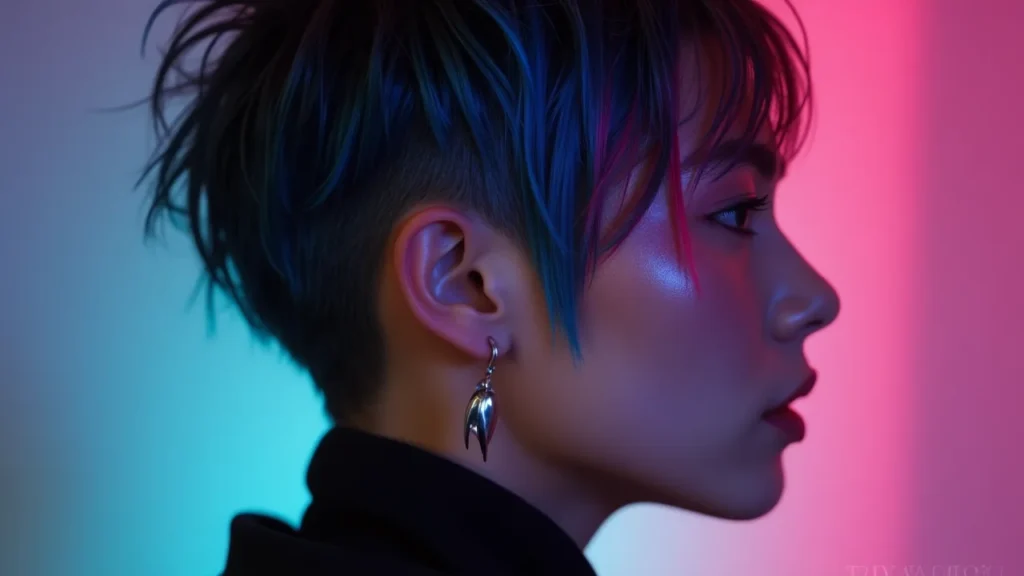 Wolf Cut with Neon Highlights
